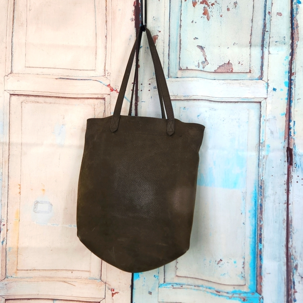 Madewell Olive Green Leather Tote Bag